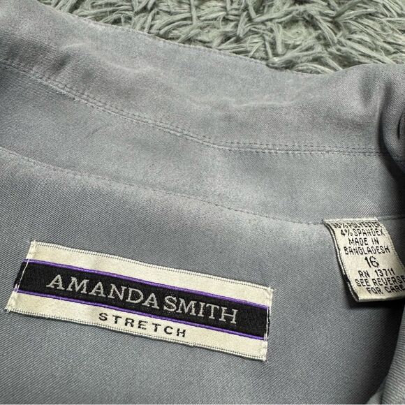 Amanda Smith Grey Button Front Shirt Size 16 - Picture 3 of 6